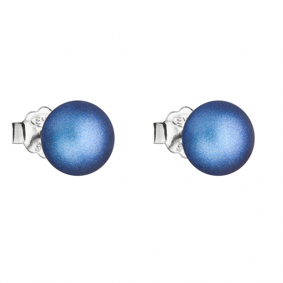 Obrázok pre Strieborné náušnice pecka s tmavomodrou matnou perlou 31142.3
