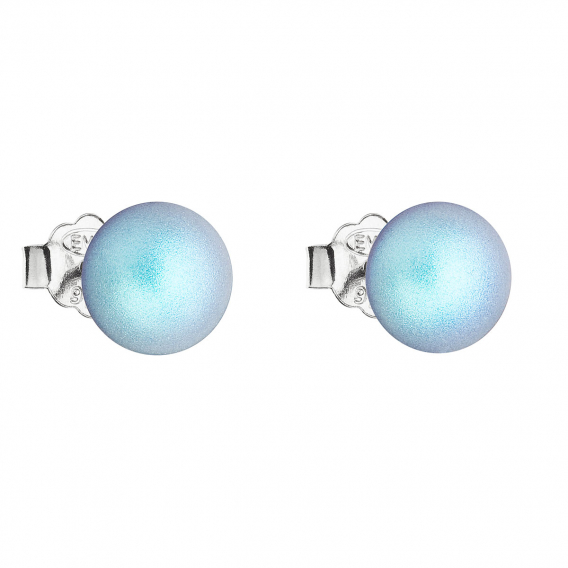 Obrázok pre Strieborné náušnice pecka so svetlo modrou matnou Swarovski perlou 31142.3