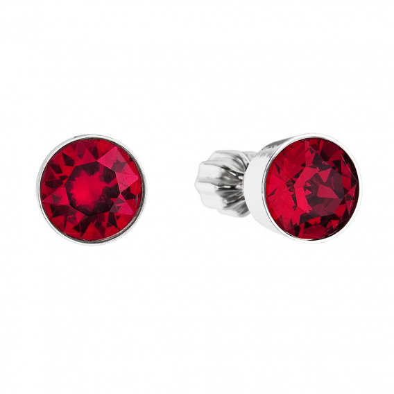 Obrázok pre Strieborné náušnice pecka so Swarovski kryštálmi červené okrúhle 31113.3 ruby