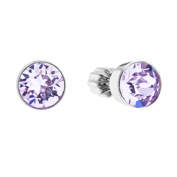 Obrázok pre Strieborné náušnice pecka so Swarovski kryštálmi fialové okrúhle 31113.3 violet