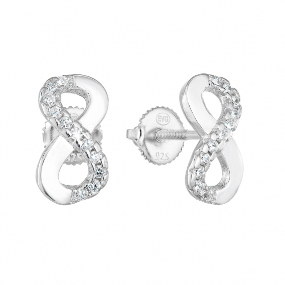 Obrázok pre Strieborné náušnice pecka so zirkónom biele nekonečno 11255.1