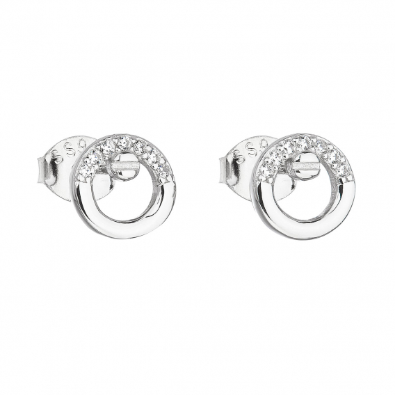 Obrázok pre Strieborné náušnice pecka so zirkónom biele okrúhle 11016.1