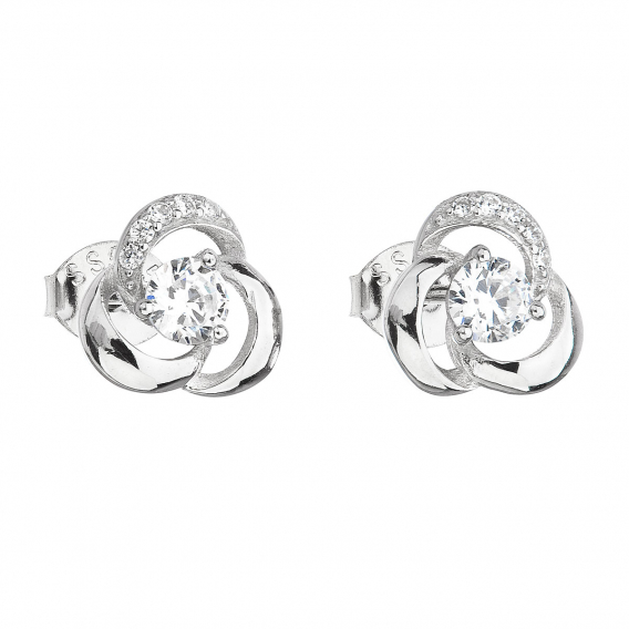 Obrázok pre Strieborné náušnice pecka so zirkónom v bielej farbe 11006.1