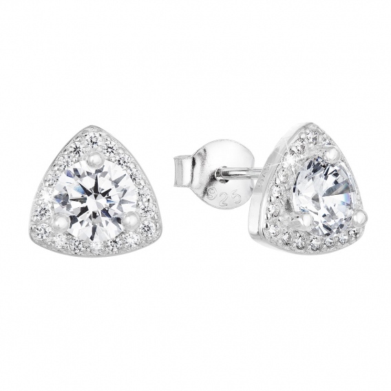 Obrázok pre Strieborné náušnice pecka so zirkónom v bielej farbe 11062.1