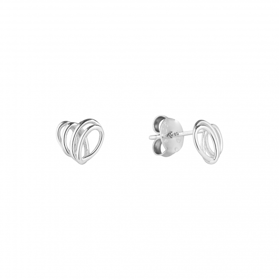 Obrázok pre Strieborné náušnice pletené srdiečka 61046