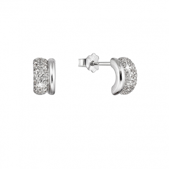 Obrázok pre Strieborné náušnice polkruhy so zirkónmi 11521.1 crystal