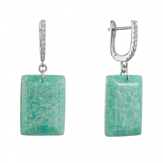 Obrázok pre Strieborné náušnice s amazonitom 11743.3