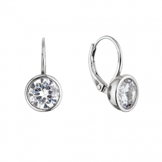 Obrázok pre Strieborné náušnice s okrúhlym zirkónom 11641.1