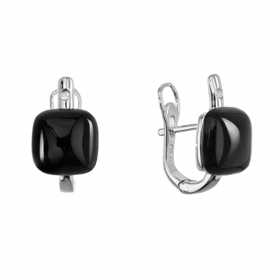 Obrázok pre Strieborné náušnice s onyxom 11731.3