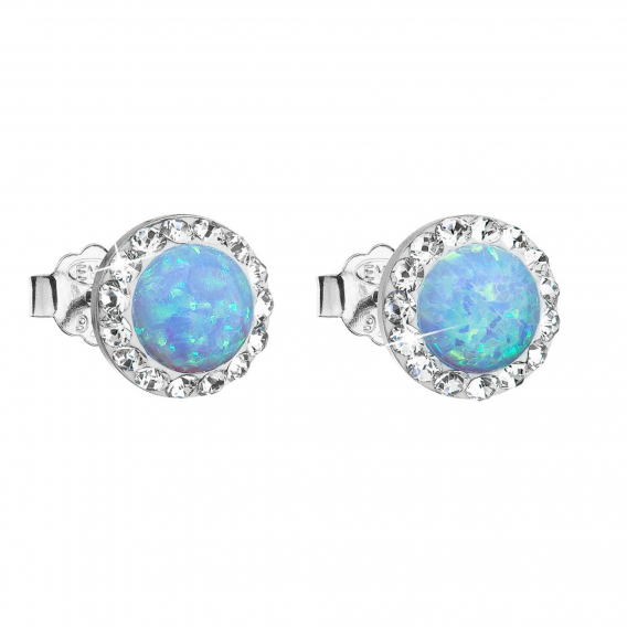 Obrázok pre Strieborné náušnice s opálom a Preciosa kryštály 31217.1 svetlo modré