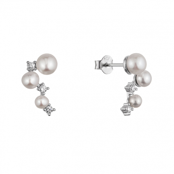 Obrázok pre Strieborné náušnice s riečnymi perlami a zirkónmi 21111.1
