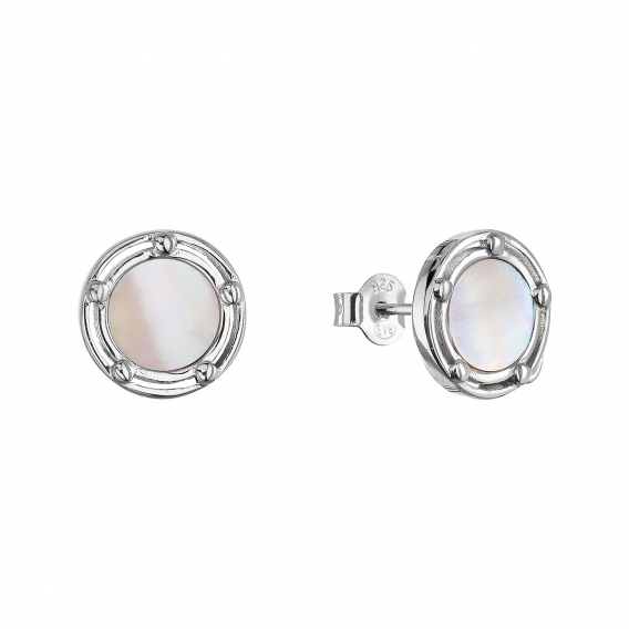 Obrázok pre Strieborné náušnice s ružovou perleťou 11727.3