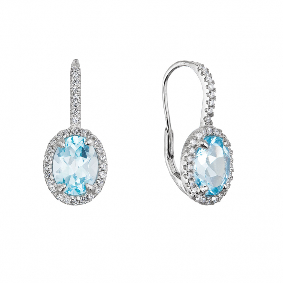 Obrázok pre Strieborné náušnice so sky topazy 11492.3