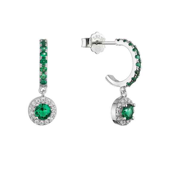 Obrázok pre Strieborné náušnice so zelenými zirkónmi 11794.3 emerald