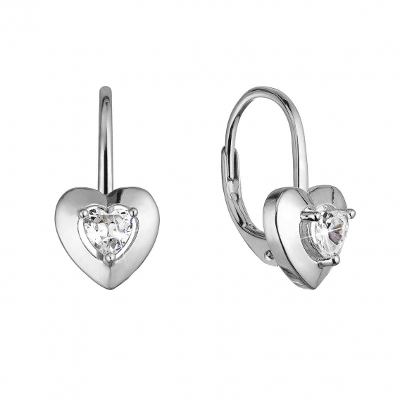 Obrázok pre Strieborné náušnice srdiečka so zirkónom 11513.1 crystal