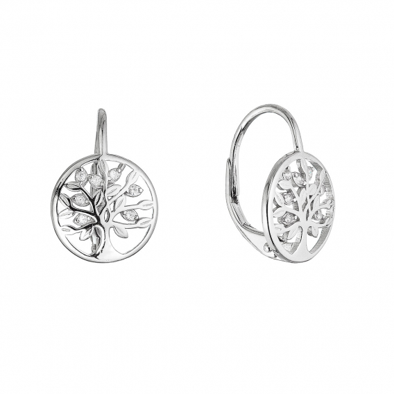 Obrázok pre Strieborné náušnice strom života so zirkónmi 11712.1