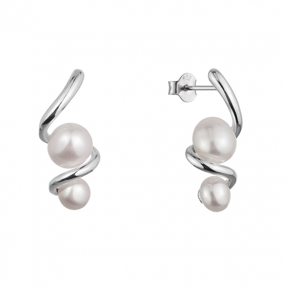 Obrázok pre Strieborné náušnice špirála s dvoma riečnymi perlami 21109.1