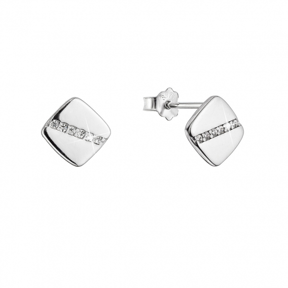 Obrázok pre Strieborné náušnice štvorčeky so zirkónmi 11522.1 crystal