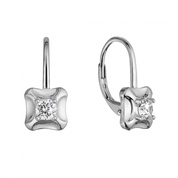 Obrázok pre Strieborné náušnice štvorčeky so zirkónom 11506.1 crystal