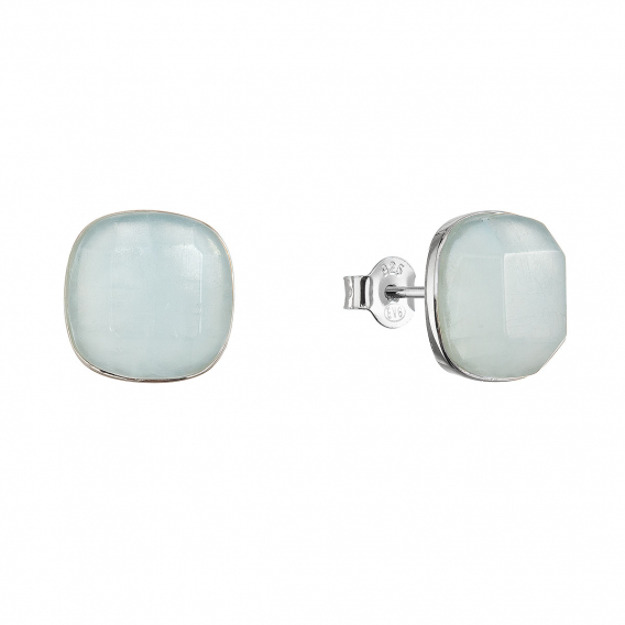 Obrázok pre Strieborné náušnice štvorec s akvamarínom 11729.3