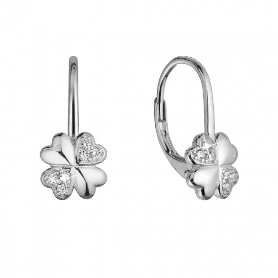 Obrázok pre Strieborné náušnice štvorlístky so zirkónmi 11502.1 crystal