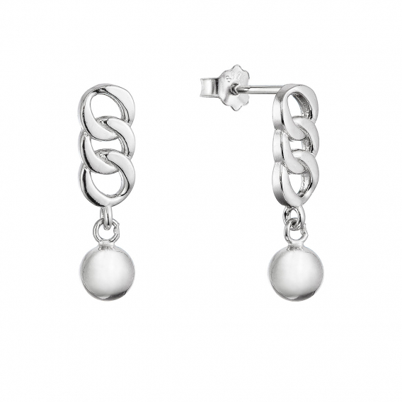 Obrázok pre Strieborné náušnice visiace gulička na retiazke 61027
