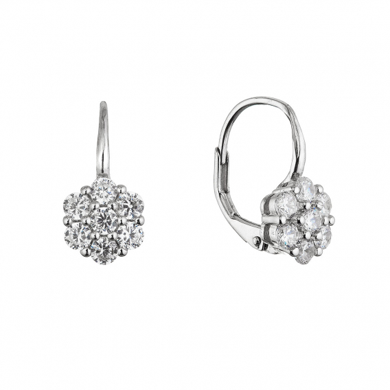 Obrázok pre Strieborné náušnice visiace kvietky so zirkónmi 11640.1