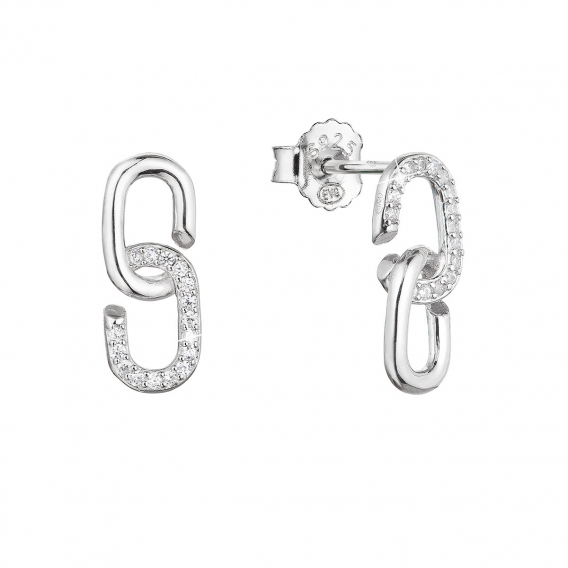 Obrázok pre Strieborné náušnice visiace očká so zirkónmi 11439.1 crystal