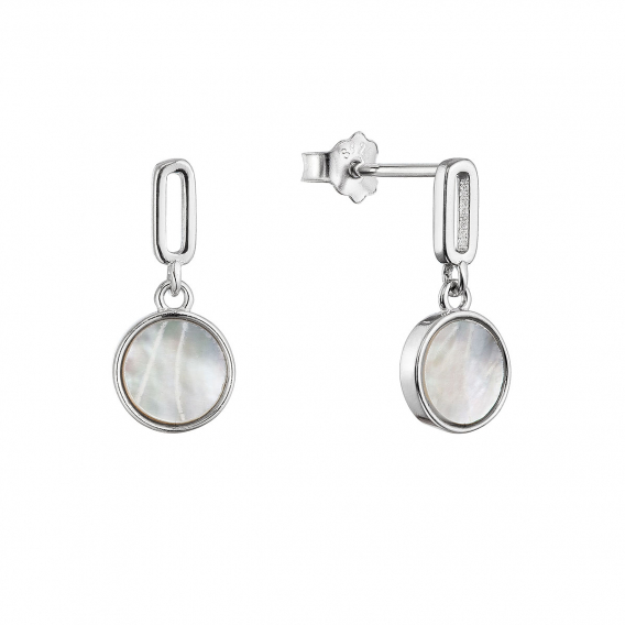 Obrázok pre Strieborné náušnice visiace okrúhle s perleťou 11518.1 perleť