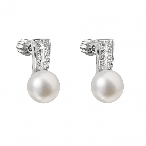 Obrázok pre Strieborné náušnice visiace s bielou riečnou perlou 21001.1