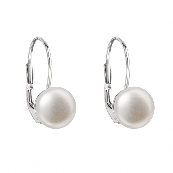 Obrázok pre Strieborné náušnice visiace s bielou riečnou perlou 21009.1