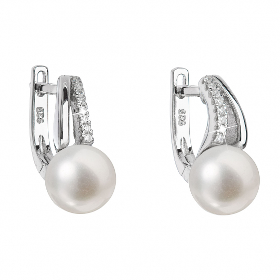 Obrázok pre Strieborné náušnice visiace s bielou riečnou perlou 21025.1