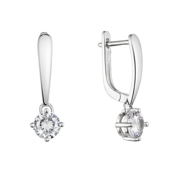Obrázok pre Strieborné náušnice visiace s hojdajúcim so zirkónom bielej 11452.1