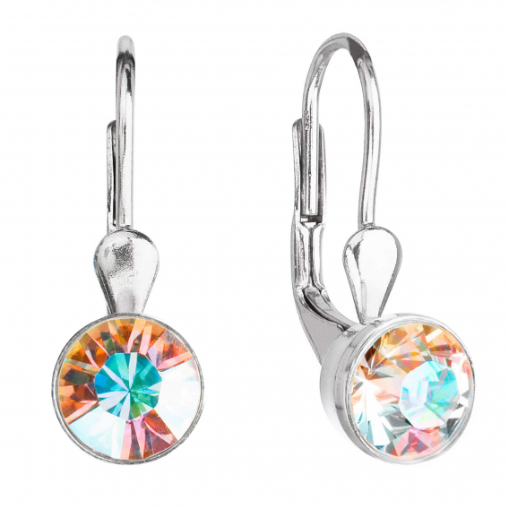 Obrázok pre Strieborné náušnice visiace s kryštálmi ab efekt okrúhle 31112.2