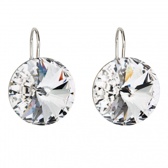 Obrázok pre Strieborné náušnice visiace s kryštálmi Preciosa biele okrúhle 31153.1