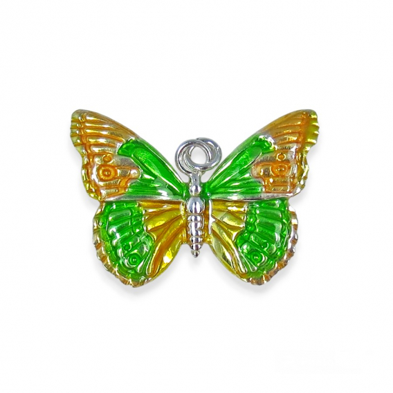 Obrázok pre Strieborný prívesok Motýľ zeleno-oranžový