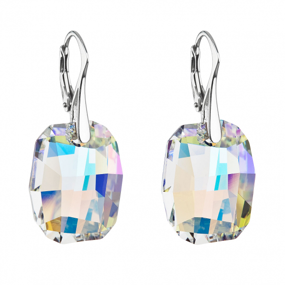 Obrázok pre Strieborné náušnice visiace s kryštálmi Swarovski ab efekt obdĺžnik 31297.2