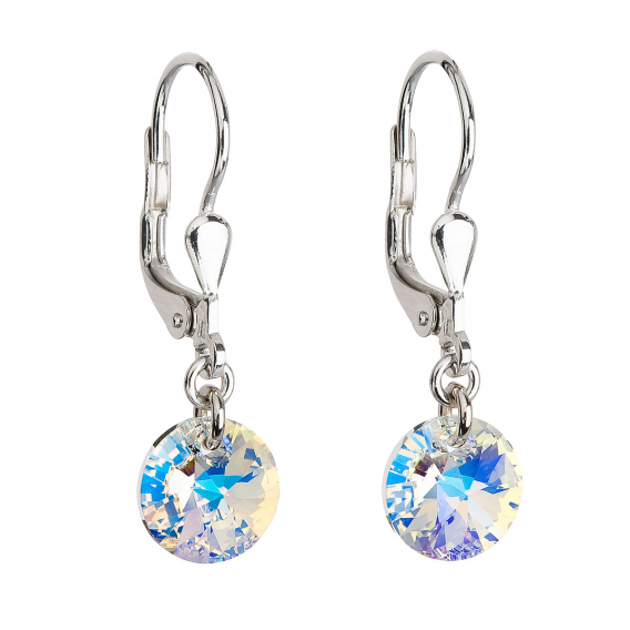 Obrázok pre Strieborné náušnice visiace s kryštálmi Swarovski AB efekt okrúhle 31134.2