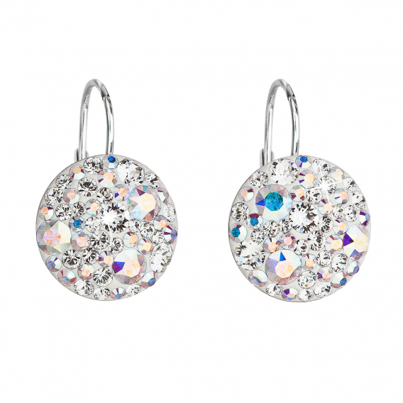 Obrázok pre Strieborné náušnice visiace s kryštálmi Swarovski ab efekt okrúhle 31176.2