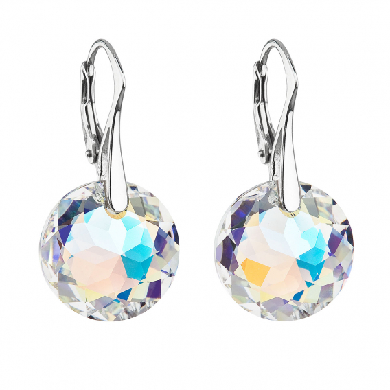 Obrázok pre Strieborné náušnice visiace s kryštálmi Swarovski ab efekt okrúhle 31296.2