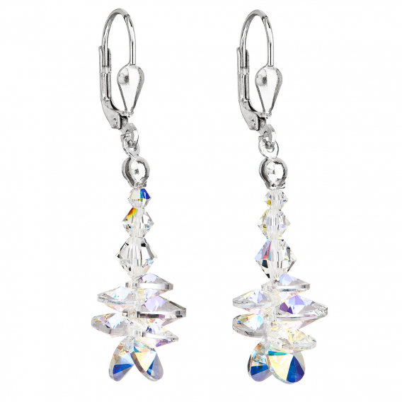 Obrázok pre Strieborné náušnice visiace s kryštálmi Swarovski AB efekt strapec 31245.2