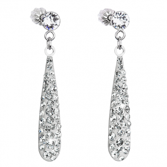 Obrázok pre Strieborné náušnice visiace s kryštálmi Swarovski biela slza 31163.1