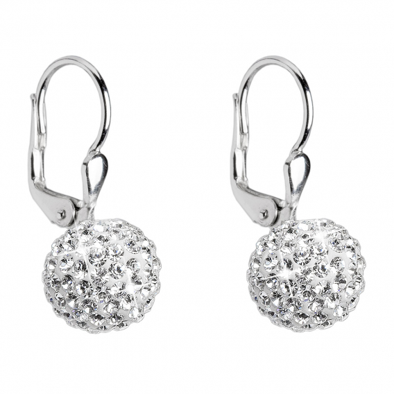 Obrázok pre Strieborné náušnice visiace s kryštálmi Swarovski biele guličky 31110.1