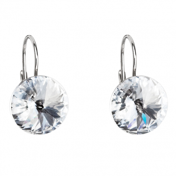 Obrázok pre Strieborné náušnice visiace s kryštálmi Swarovski biele okrúhle 31106.1