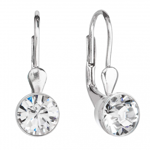 Obrázok pre Strieborné náušnice visiace s kryštálmi Swarovski biele okrúhle 31112.1