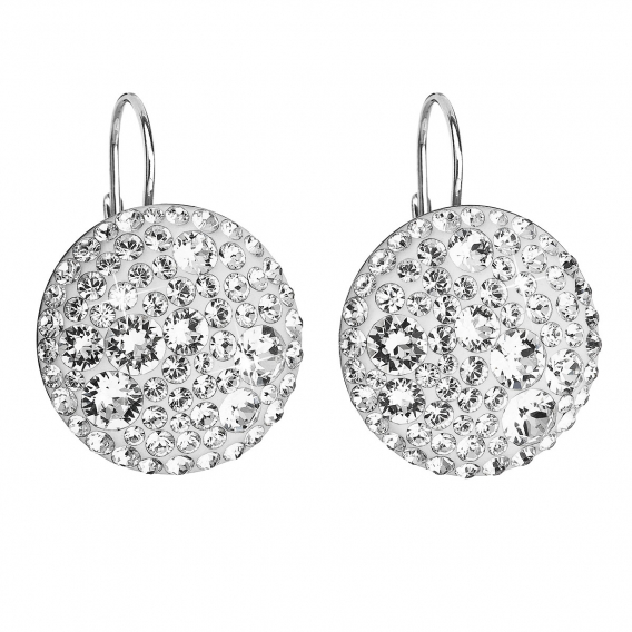 Obrázok pre Strieborné náušnice visiace s kryštálmi Swarovski biele okrúhle 31161.1