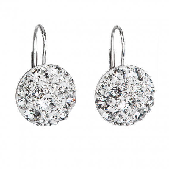 Obrázok pre Strieborné náušnice visiace s kryštálmi Swarovski biele okrúhle 31176.1