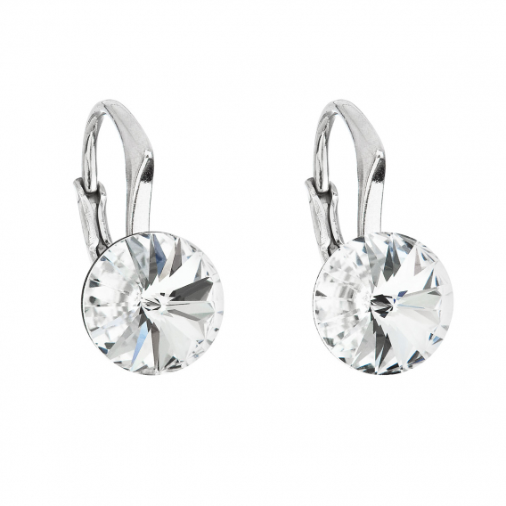 Obrázok pre Strieborné náušnice visiace s kryštálmi Swarovski biele okrúhle 31229.1