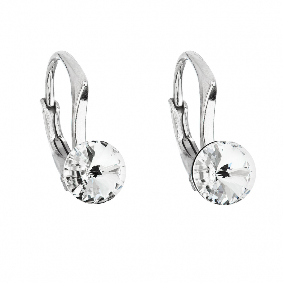 Obrázok pre Strieborné náušnice visiace s kryštálmi Swarovski biele okrúhle 31230.1