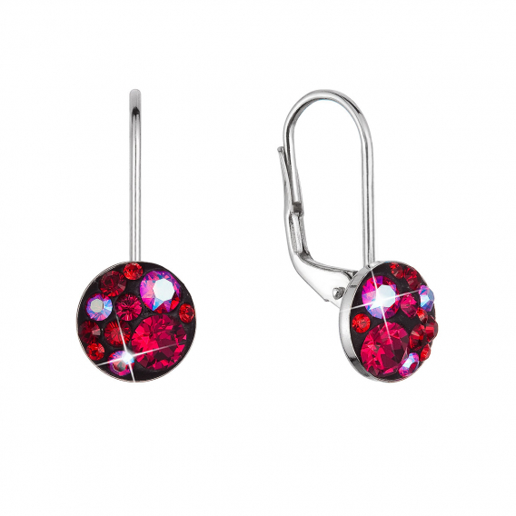 Obrázok pre Strieborné náušnice visiace s kryštálmi Swarovski červené malé 31321.3 cherry